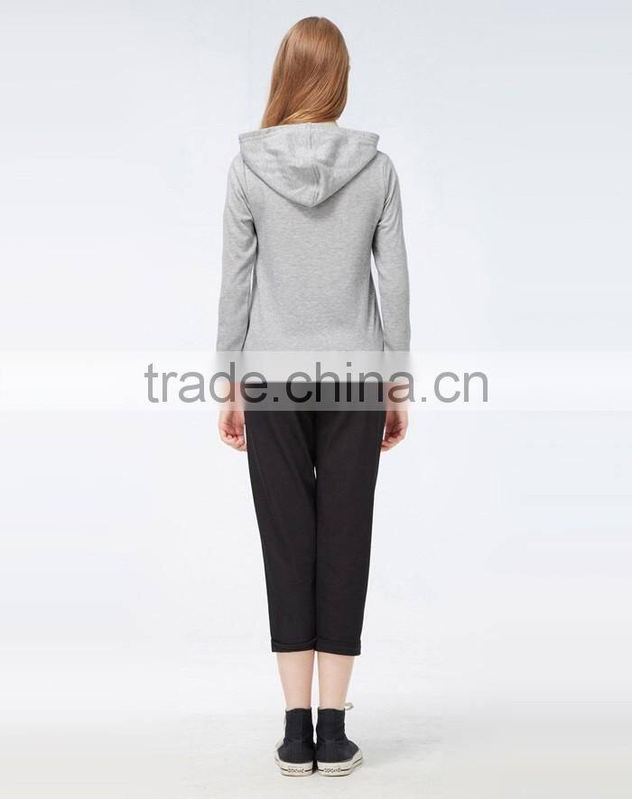 Classic style plain gray womens hoodies