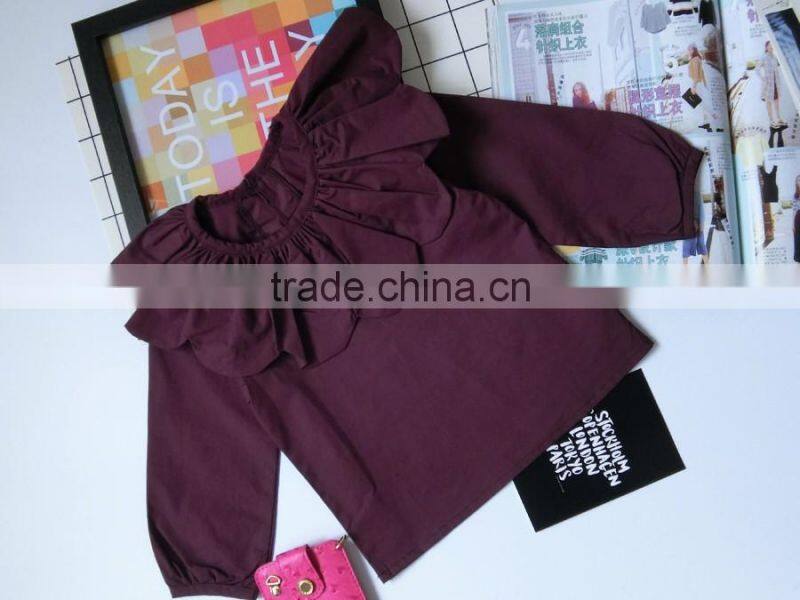 Flower Design Collar Long Sleeve Blouse Baby Girl Spring Autumn Clothes Wholesale