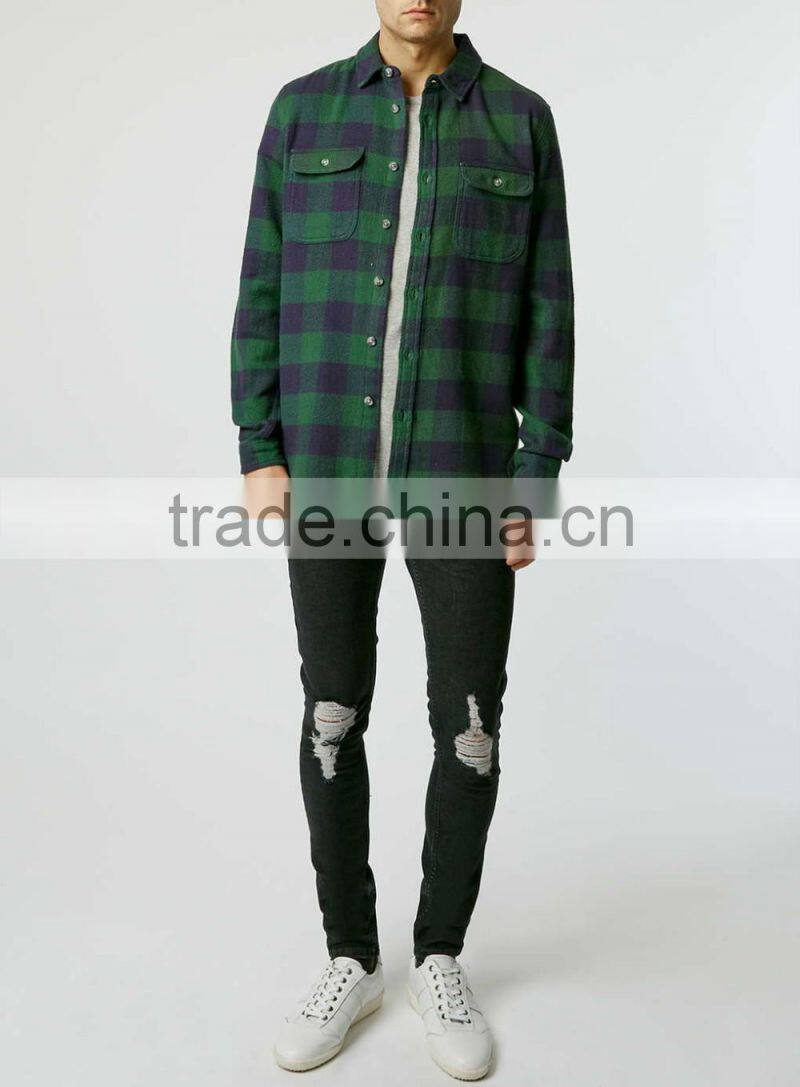 mens flannel plaid shirt casual dress 100%cotton shirts