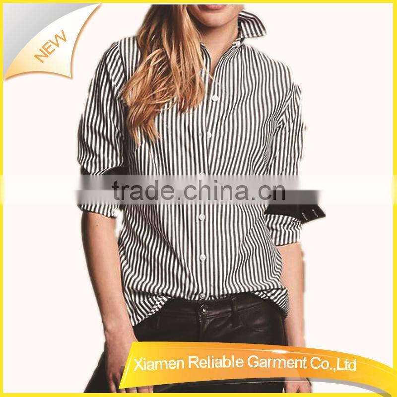 Women stripe long sleeve shirt from china factory