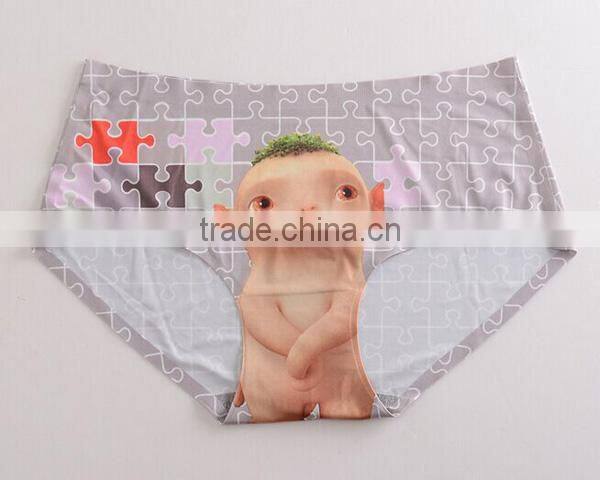 2017 Latest Personalized Your Own Brand Logo Design 95% Cotton 5% Spandex Private Label Band Cute Cartoon Lady Underwear Briefs