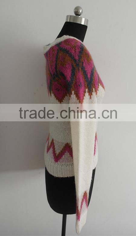 fashion women's jacquard knit pullover sweater