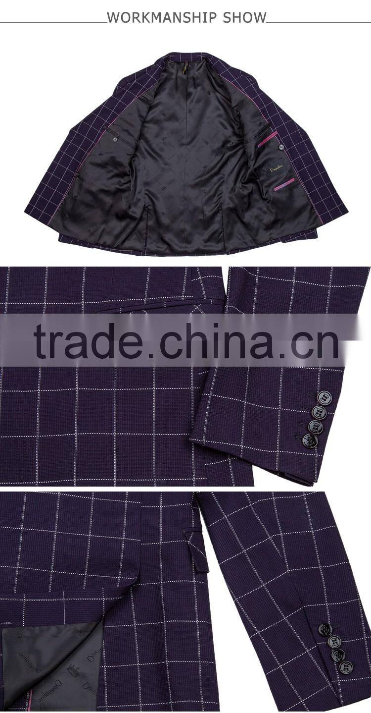 Daynoliao 2016 latest design Men's suit Plaid 3 pieces business suit for men