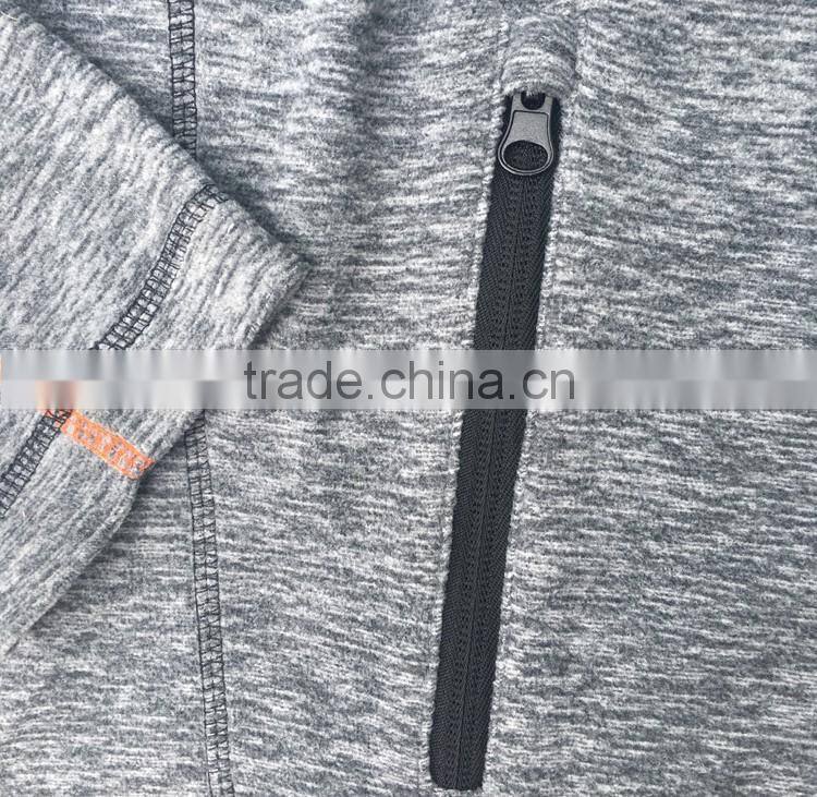 Popular outdoor sports clothing knitted hoodies melange ploar fleece pullover jacket