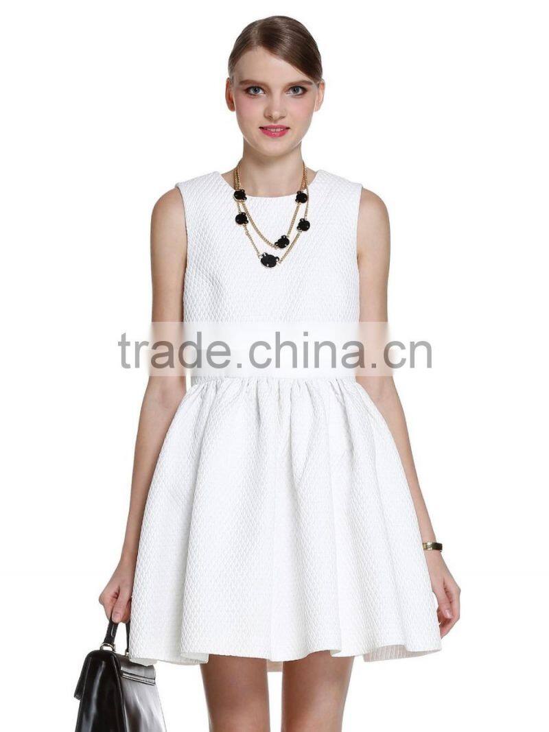 Womens plaid jacquard high waist back zipper sleeveless false two-piece dress