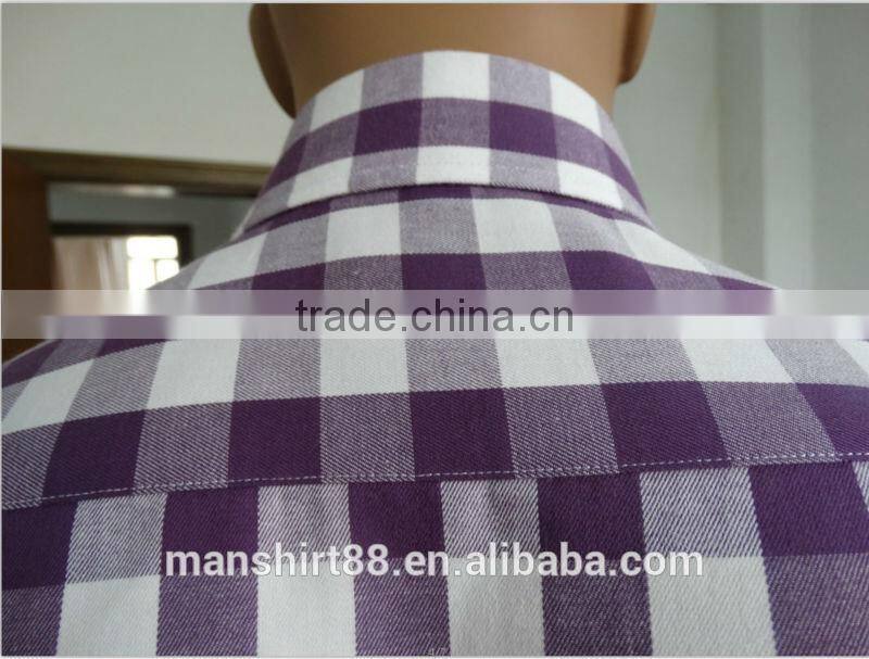 2016 100% cotton plaid spread collar men's flannel shirt