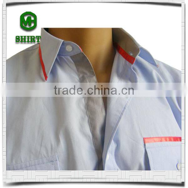 2016 Blue 100%Cotton Wholesale Mens Work Shirts Men Formal Short Sleeve Shirts With Two Chest Pockets