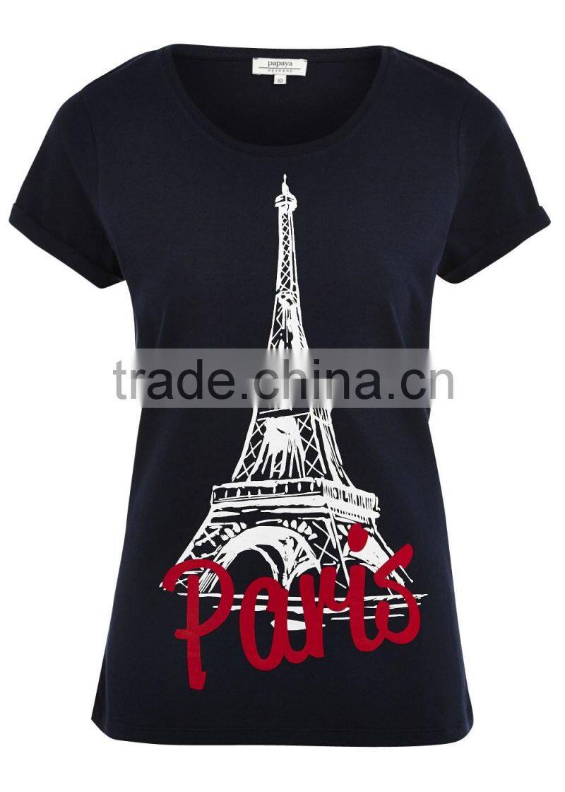 v neck lady cotton t shirt oem factory