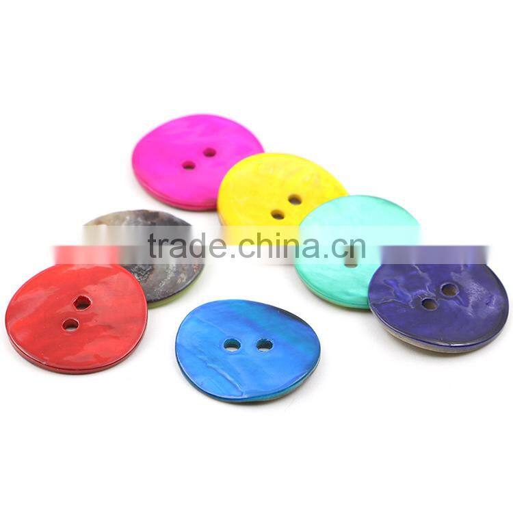 High Quality Colorful 2-Holes 100pcs/Bag Round Natural shell Button Mother of Pearl Buttons