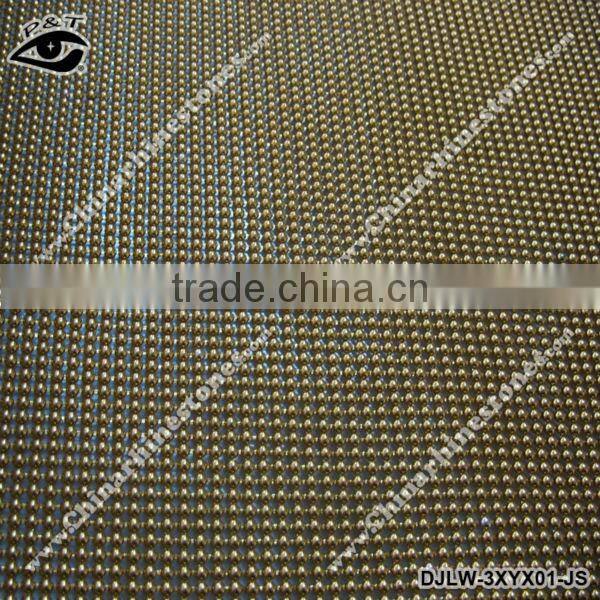 Iron on metal mesh round dome 3mm gold for clothing shoes