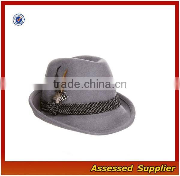 Custom high quality fedora wool hat man hat traditional oktoberfest german felt hat with feather for oktoberfest festival