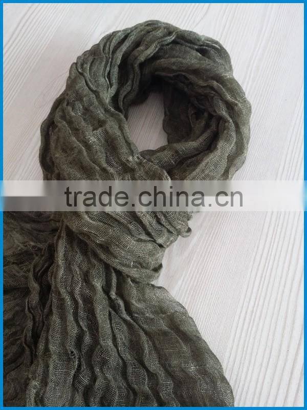 Men and women's fashion linen solid colour crinkle scarf