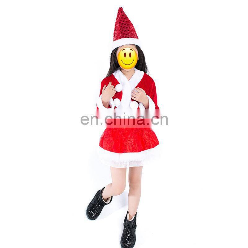 New products high quality unique Christmas santa claus dress costumes for kids MFJ-0091