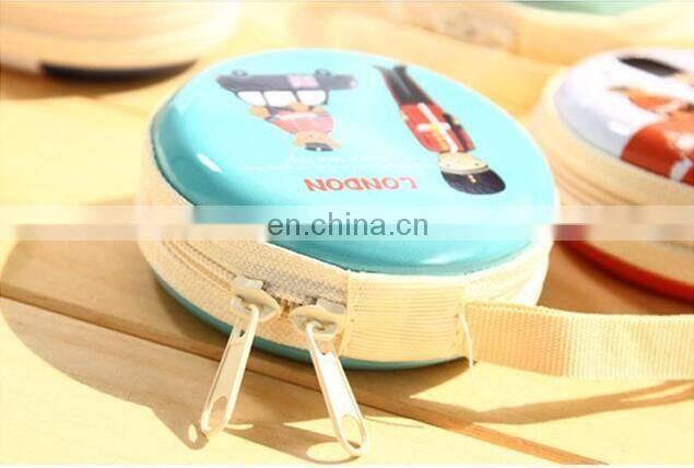 British Royal Police Round Steel Coin Box Purse Tin Box Earphone Storage Bag Small Wallet Pencil Case