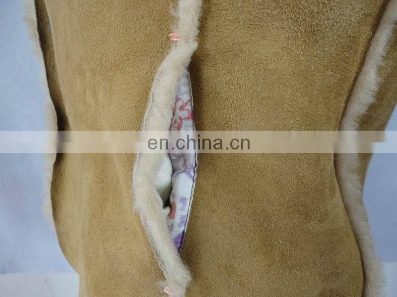 women's lamb mouton vest with hood