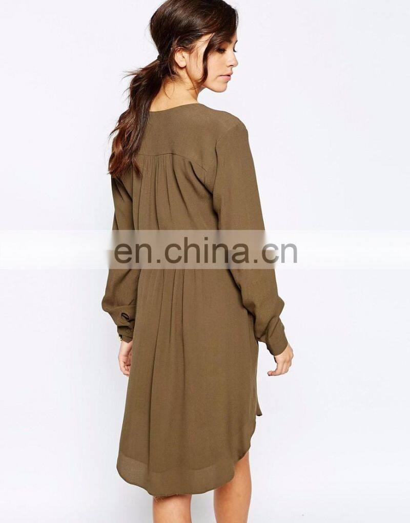 Moda ropa mujer chiffon shirt dress with elastic band