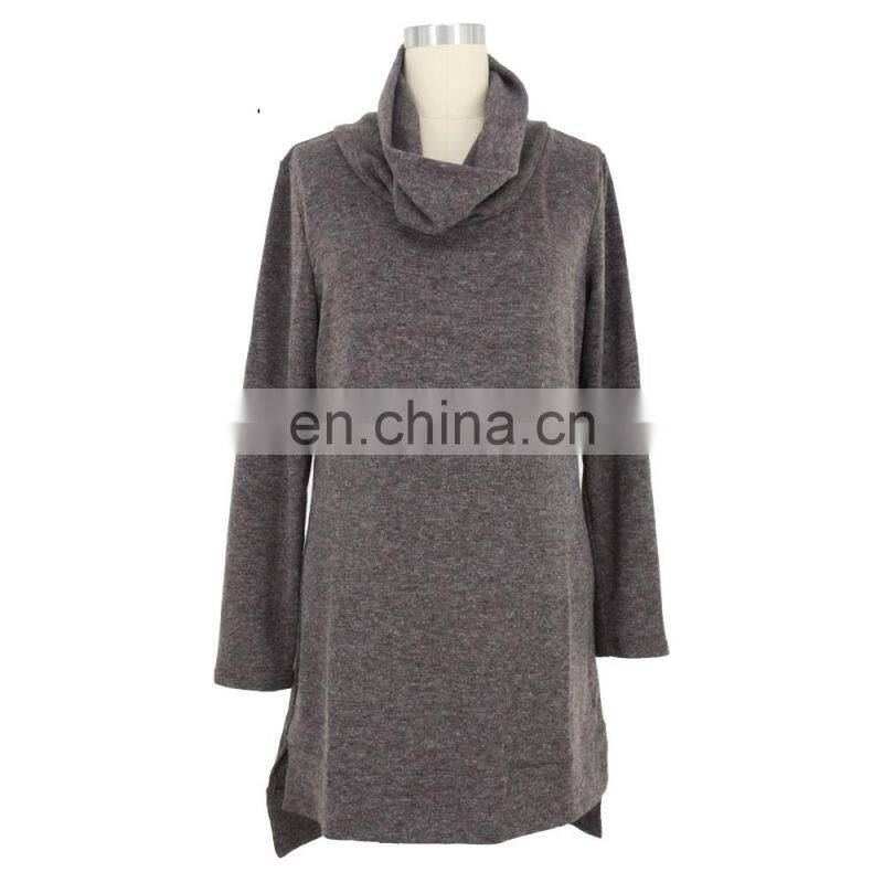 Elegant Mature xxl Size Women 3/4 Sleeve Cow Neckline Shirt Dress