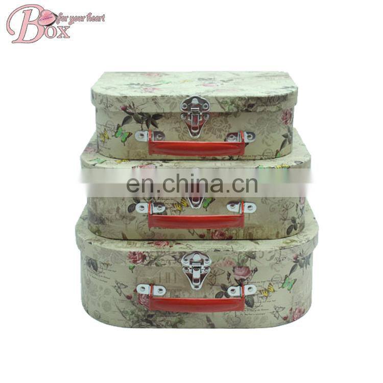 Home Recycle Paper Flower Cardboard Suitcase Box