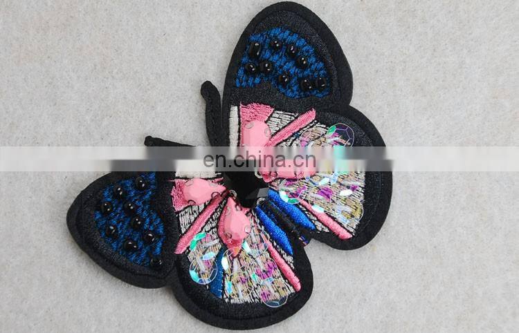 Hot Sale sequin beaded patches butterfly applique