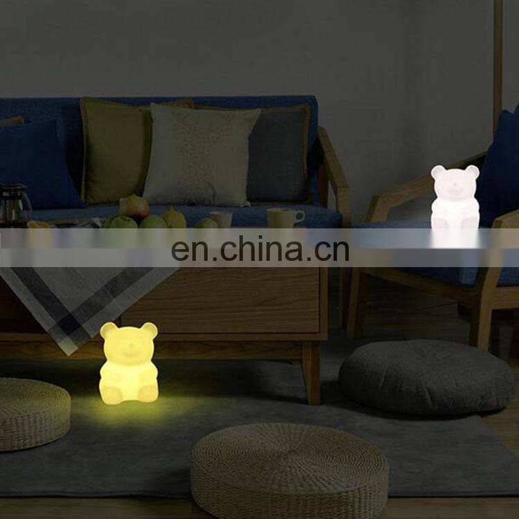 2019 Hot selling LED baby kid night light 7 colors flashing rechargeable cute design bear shape night lamp