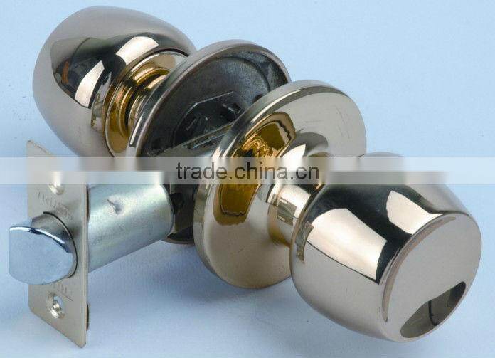 6881SS-ET:Trust ANSI Grade 3 Tubular 304SS Knob lock with brass cylinder