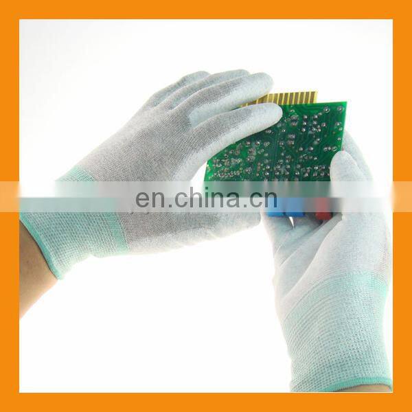 13Gauge Carbon Fiber Fingertips PU Coated ESD Top Fit Gloves