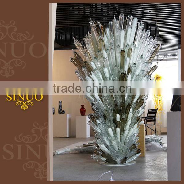 Elegant fabric glass foyer installation modern chandelier