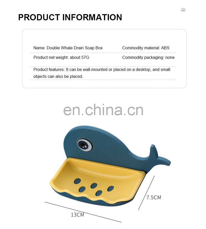 Cartoon Whale Bathroom Soap Dish Holder Bathroom Soaps Box Storage Shelf Plastic Wall Mounted Draining Organizer Tray