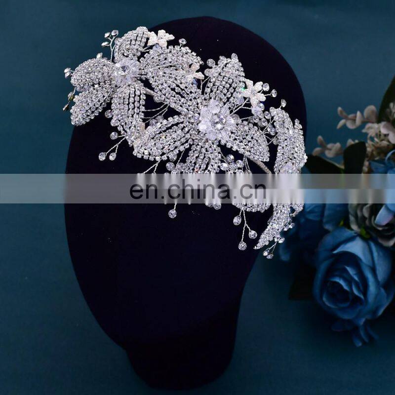 Flower Bridal Crown Tiara Rhinestone Wedding Hair Jewelry Bridal Hair Accessories Luxury Crystal Bridal Headwear
