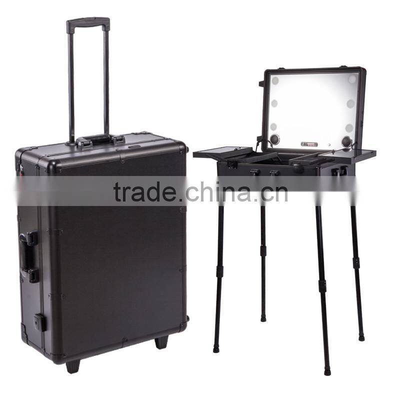 Salon professional Trolley Beauty case with lighted mirror/ MP3/FM