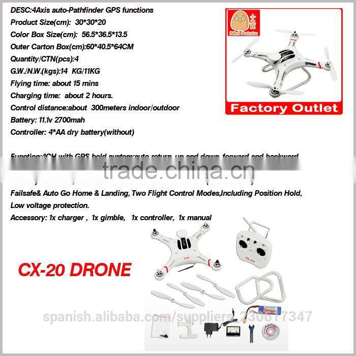2014 Hot sales! MTCX-20 GPS RC Quadcopter Auto-Pathfinder GPS Control Quadcopter Smart Drone RC Quadcopter Helicopter CX20