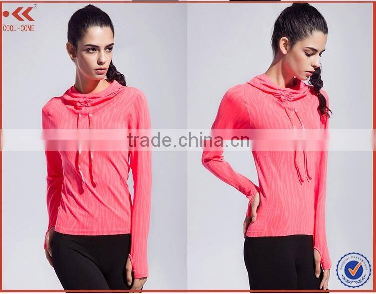 Wholesale Women gym sports ink long sleeve hoodie hooded sweatshirt