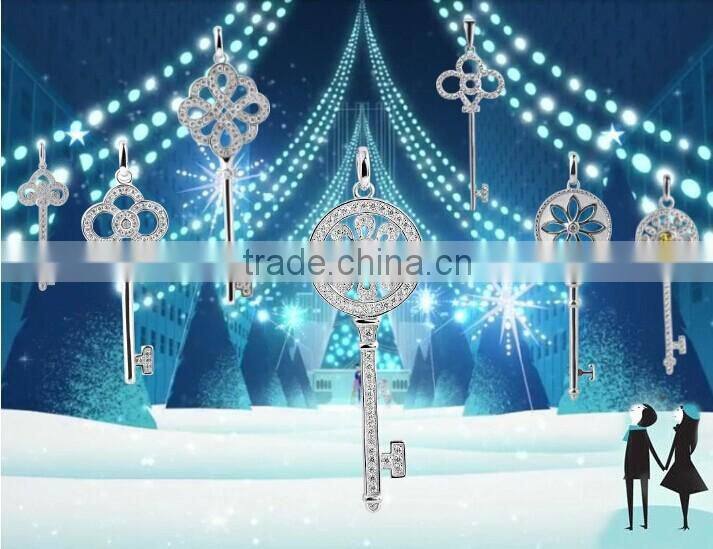 Butterfly shape German silver pendant WITH cubic CZ&Rhodium ,and Exporting natural gemstone pendant of KEY