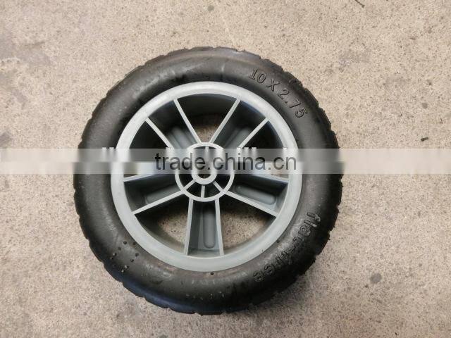 plastic hub semi pneumatic rubber wheel 10x2.75 lawn mower semi pneumatic wheel