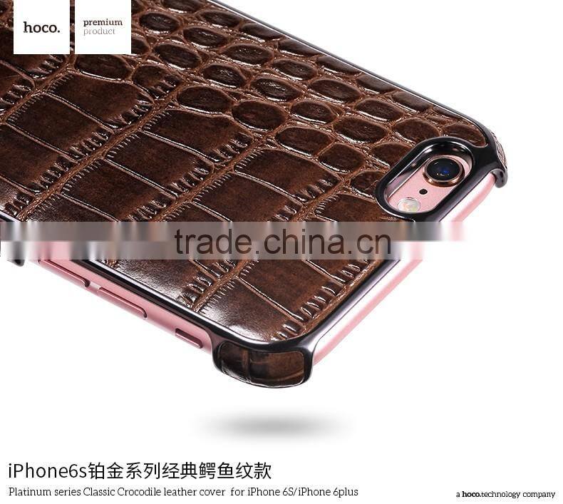 Classic Crocodile Leather Rubber Case for iPhone 6Plus HOCO Real Leather Cover Platinum Series Shell for iPhone 6s Plus MT-5810