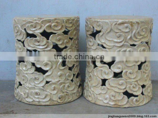 chinese antique red porcelain drum stool