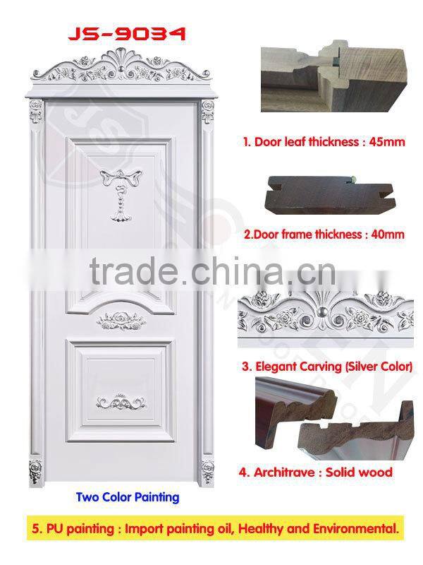 Most Popular environmental HDF wood door carving for home decoration
