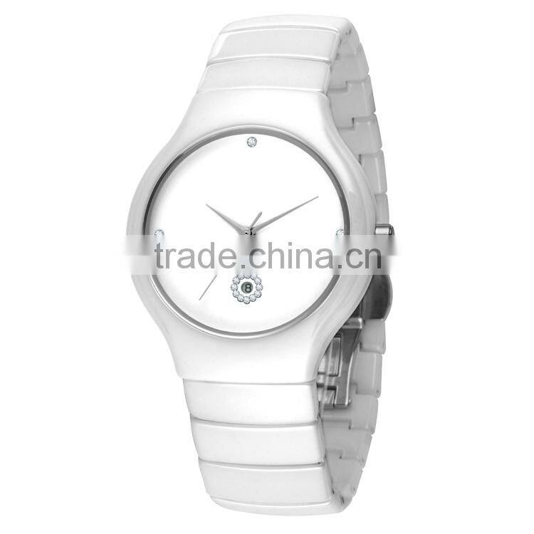 PVD Rosegold/Silver ceramic case crystal diamond and ceramic band women crystal sapphire ceramic watch brands