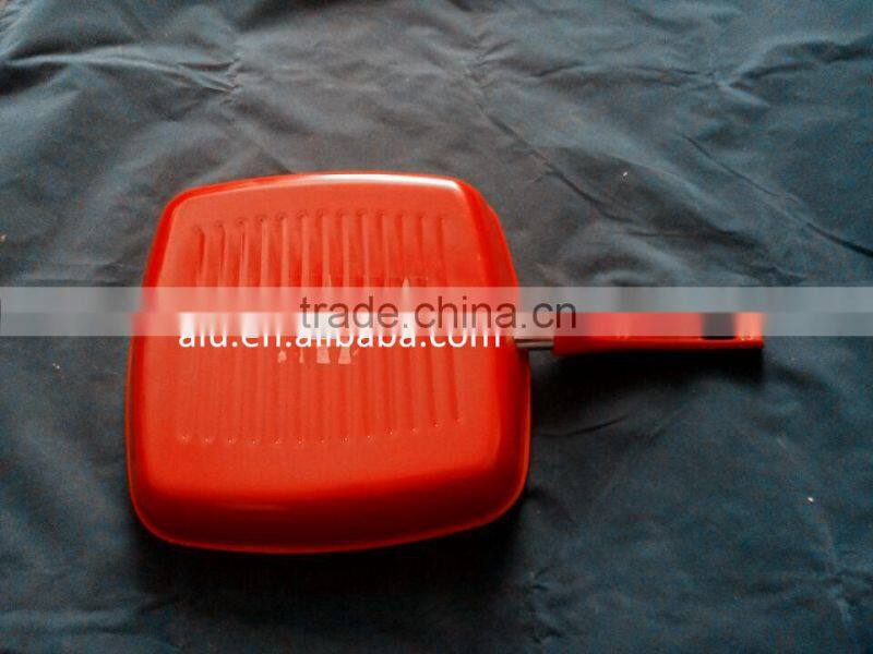 Aluminum Non-stick Ceramic Square frying pan Grill pans Steak Pans with Removable handle cookware