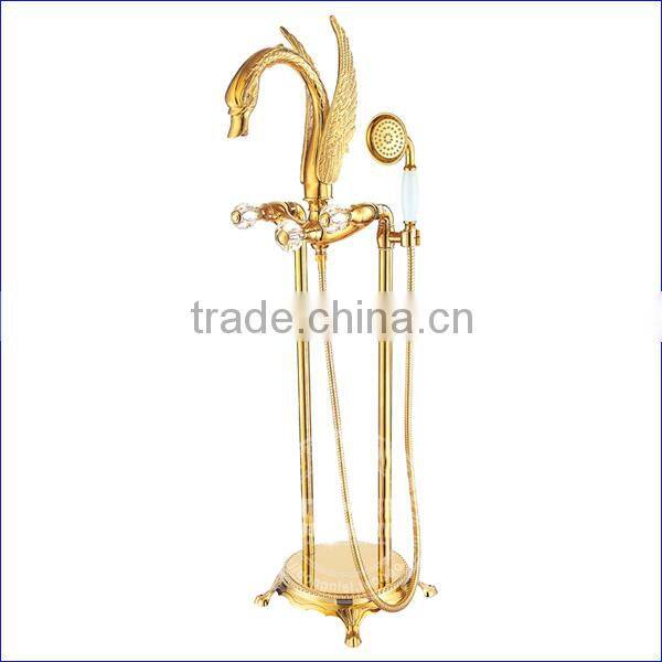 Brass Artistic Basin Faucet, Swan Shape, Gold Color Animal Faucet