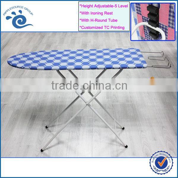 RS43B004 Heigh Adjustable TC Cloth Covered Floor Standing Hotel Wood Ironing Board Indoor