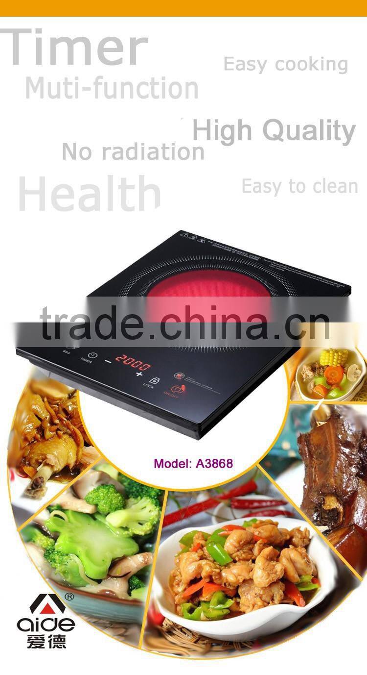 Grade A black crystal glass rohs led controller far infrared heater bbq burner