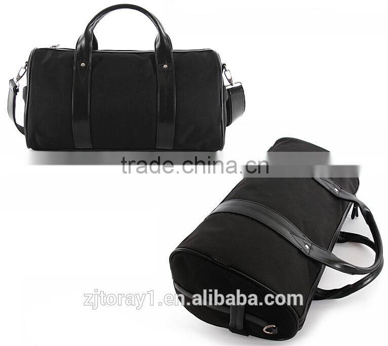 Plain Leather Handle Travel Kit Bag Expandable Duffle Bag