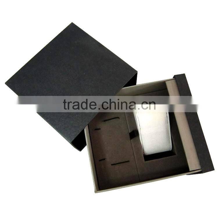 Custom Design Black Cardboard Paper Watch Box With Drawer .