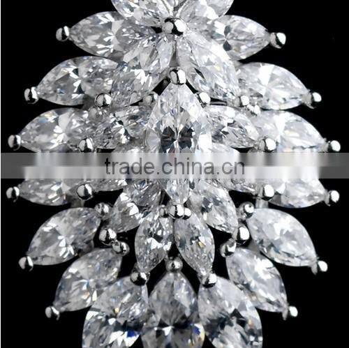 JINSE Solid 925 Sterling Silver Clear CZ Crystal Leaf Burst Earrings