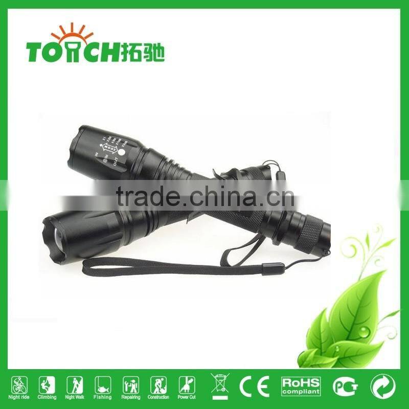 bike flashlight professional zoomable emergency flashlight high power super waterproof led lamp by 2*18650 battery With SOS lamp