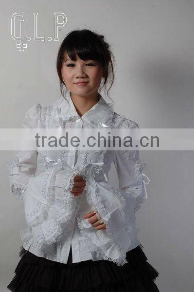 Cotton White Lace Short sleeve Cotton Lolita Blouse 81053