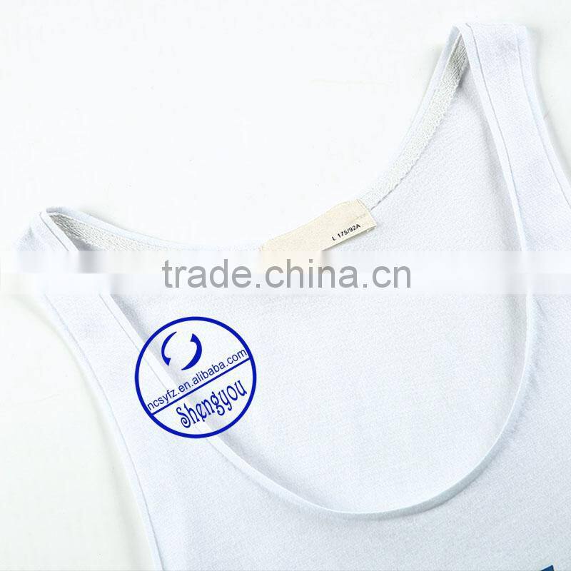 Custom wholesale polyester cotton mens printed stringer tank top