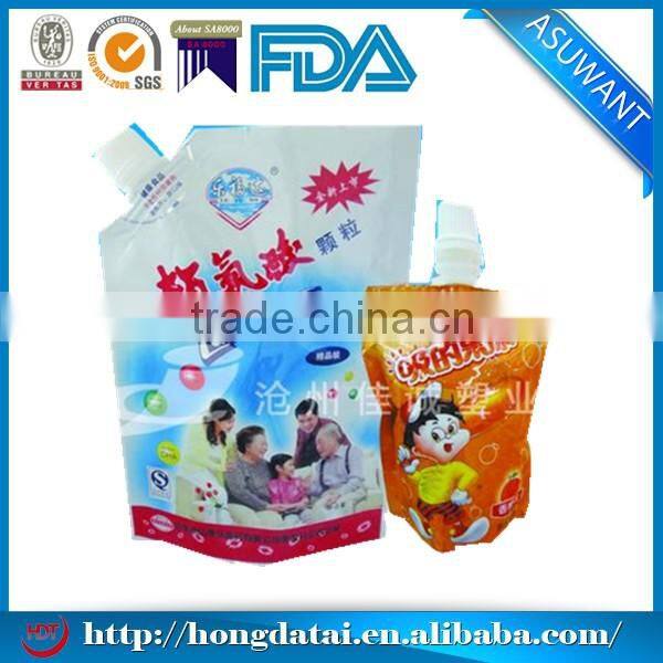Food grade plastic bag for liquid soap with spout