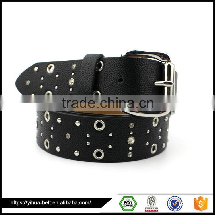 china supplier Ladies PU premium leather rivet belt